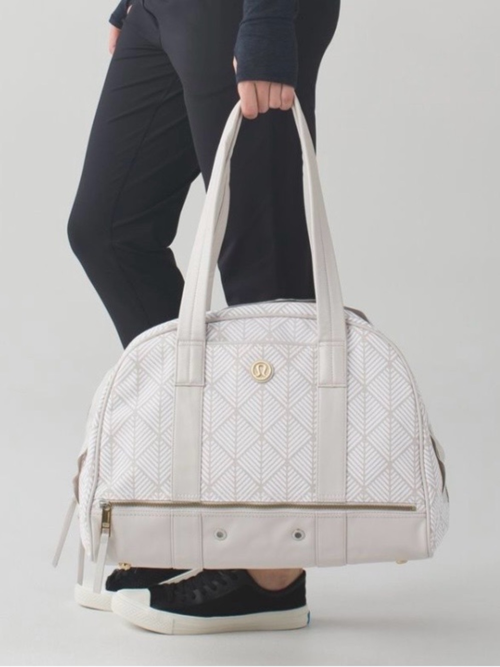 Lululemon Om For All Retired Yoga Tote Bag Diamond Palm Dune Gold tone Hardware